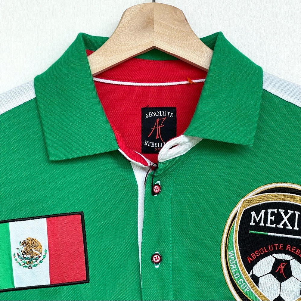 Absolute Rebellion Polo Word Cup Brasil 2014 Mexico Short Sleeve Stretch - Picture 5 of 16
